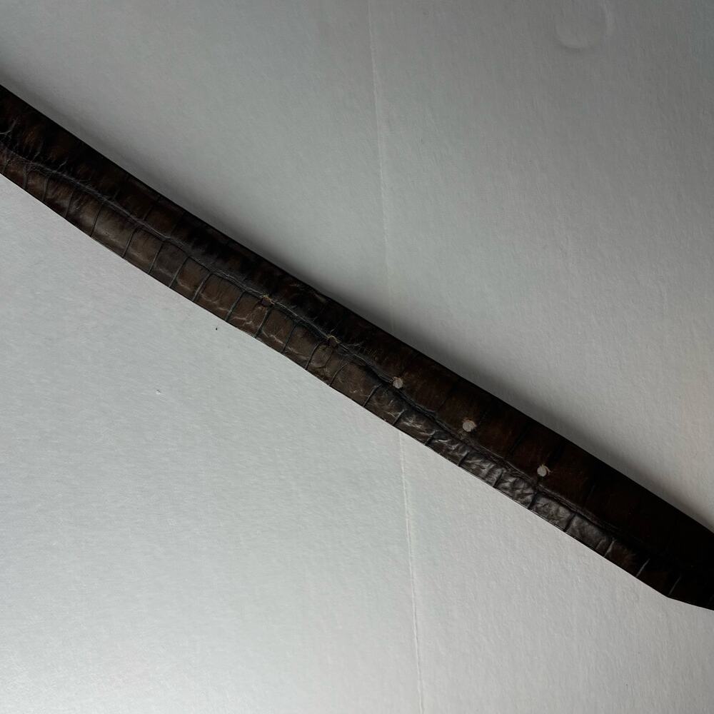 Joan & David Italy Croc Pattern Brown Leather Belt with Silvertone Hardware Sz M - Picture 10 of 12